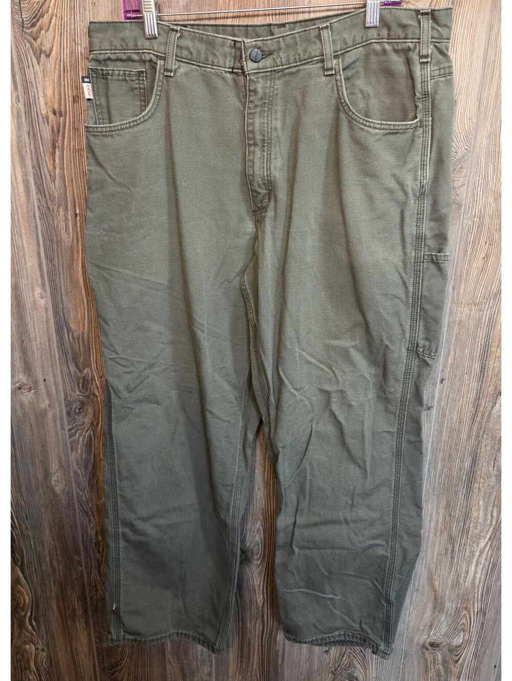 Carhartt FR Pants Men Size 38x32 Work Pants Green FRB159-MOS Flame Resistant